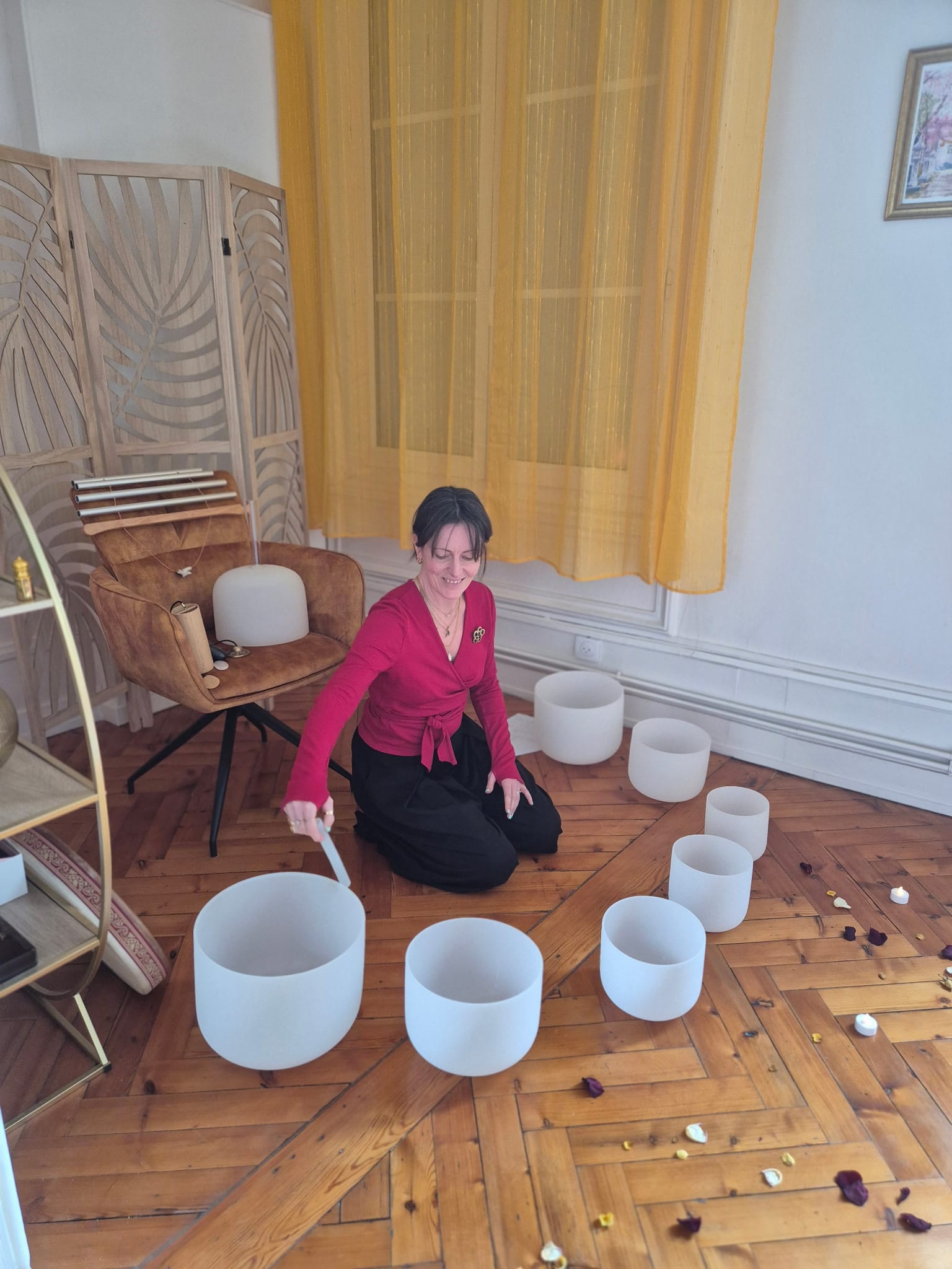 Séance de sonothérapie avec les bols de cristal
